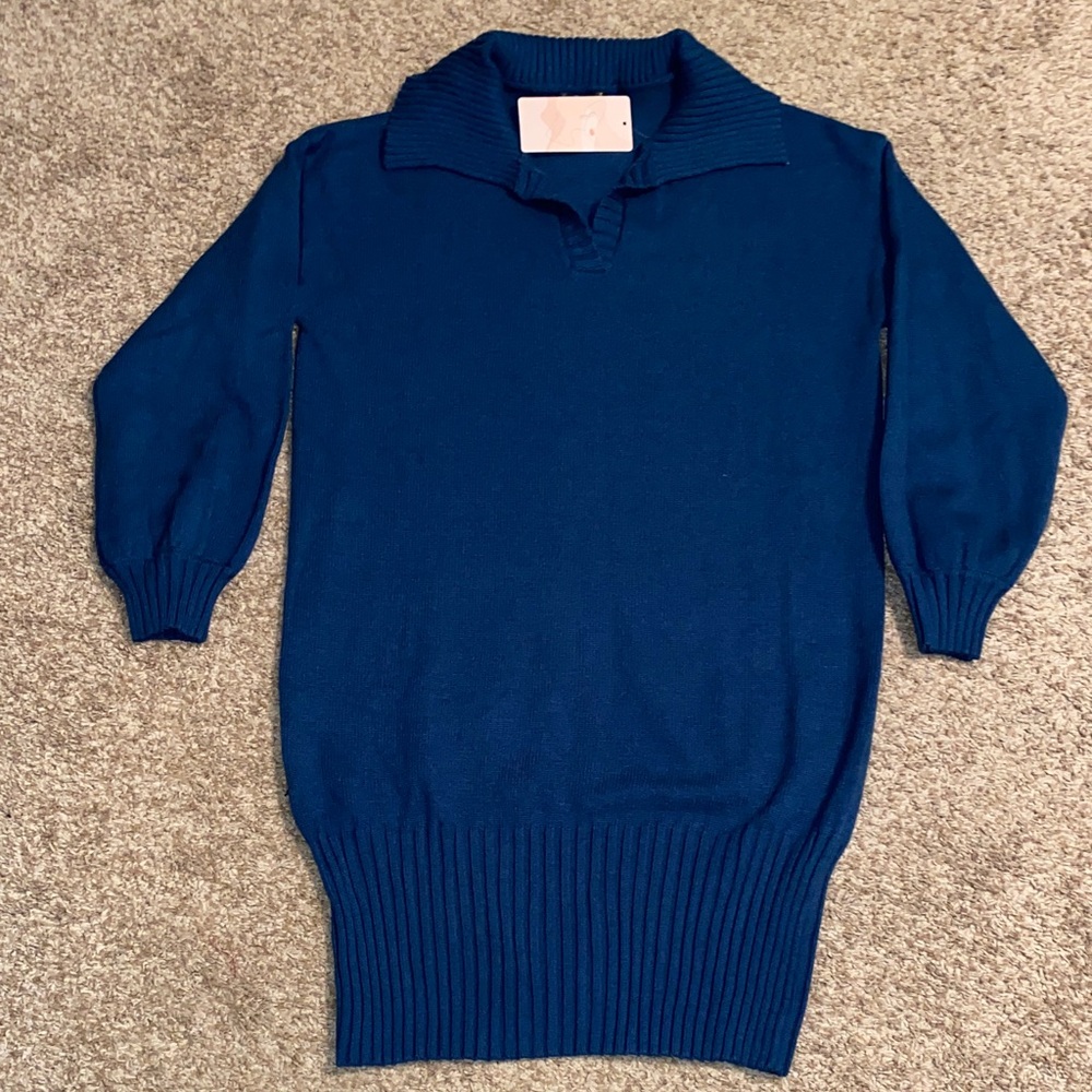 Woman’s Dark Teal Blue Sweater Dress